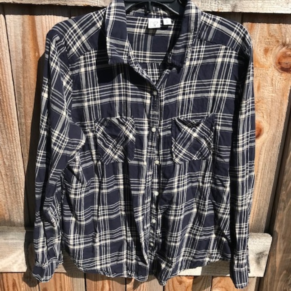 Nordstrom BP Navy&cream Plaid Shirt, button down,